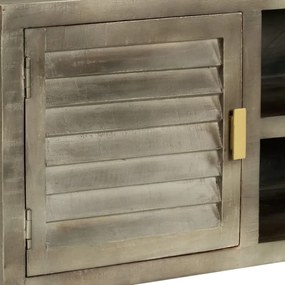 Móvel de TV 110x30x48 cm mangueira maciça cinzento e bronze
