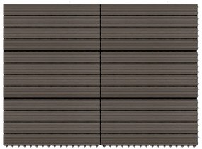 149027 vidaXL Ladrilhos de pavimento 6 pcs WPC 1,08m² 60x30cm castanho escuro