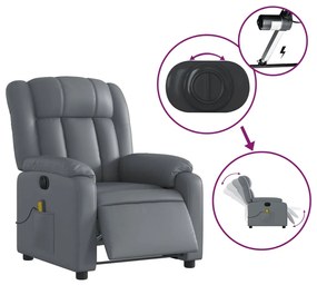 Poltrona massagens reclinável elétrica couro artif. cinzento