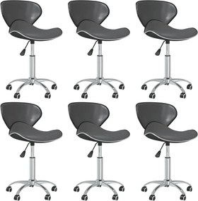 vidaXL Cadeiras de jantar giratórias 6 pcs couro artificial cinzento