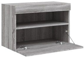 Móvel de parede p/ TV c/ luzes LED 60x30x40 cm cinzento sonoma