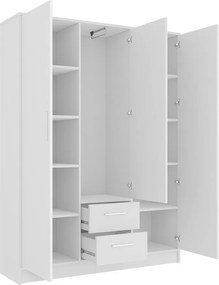 Roupeiro Comfivo Romtea 103, Branco, 202x153x40cm, 113.5 kg, Portas para roupeiro: Com dobradiças