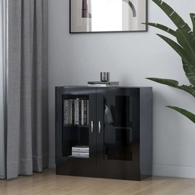 vidaXL Armário vitrine 82,5x30,5x80 cm contraplacado preto brilhante