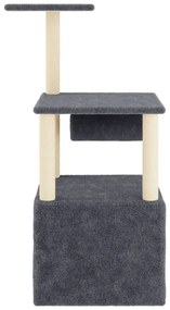 Árvore gatos c/ postes arranhadores sisal 109,5cm cinza-escuro