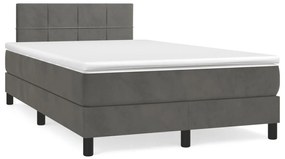 Cama boxspring com colchão 120x190 cm veludo cinzento-escuro