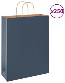 vidaXL Sacos de papel 250 unid com alças azul 32x12x42 cm