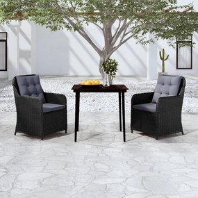 vidaXL 3 pcs conjunto de jantar para jardim preto