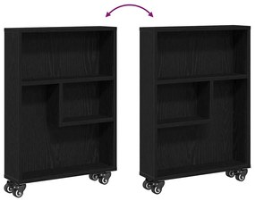 Carrinho de Armazenagem Estreito vidaXL Carvalho Preto 48x13x68 cm Mad