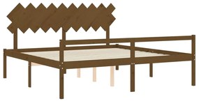 Cama para idosos c/ cabeceira 200x200 cm madeira castanho-mel
