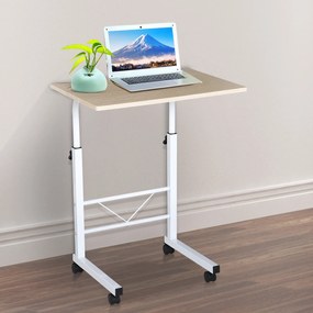 Mesa de computador para escritorio Altura Ajustável Mesa Compacta com Rodas 60x40x68-78cm Cor Branco
