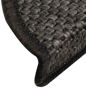 Tapetes escada adesivos aspeto sisal 15 pcs 56x17x3cm antracite
