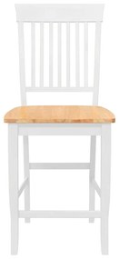 Bancos de bar 2 pcs madeira de seringueira maciça branco