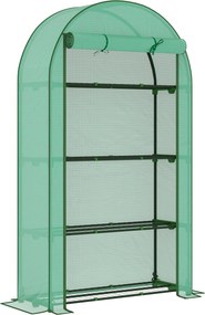 Outsunny Estufa Pequena com 4 Prateleiras Porta Enrolável Cobertura de PE e Estrutura de Aço para Cultivos 105x45x160 cm Verde | Aosom Portugal