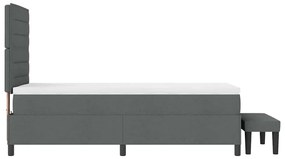 Cama Box Spring com Colchão e Banco Cinza Escuro 90x200 cm Tecido