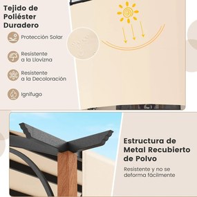 Pérgola de metal em arco retrátil com Toldo retrátil  360 x 300 cm Bege
