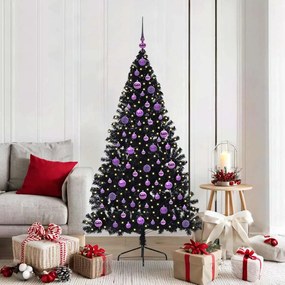 vidaXL Árvore de Natal Artificial Pré-iluminada Preto 180 cm PVC