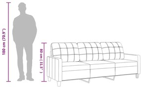 Sofá de 3 lugares 180 cm couro artificial cor creme