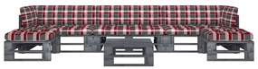 vidaXL 6 pcs conj. lounge paletes c/ almofadões pinho impregnado cinza