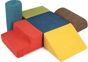 Blocos de trepar para bebés de 6 peças Interior macio com tecido de chenille amigo da pele Espuma de alta densidade Multicolorido