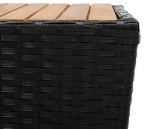 3 pcs conjunto de bistrô com almofadões vime PE/vidro preto