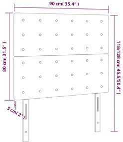 Cabeceira de cama c/ LED tecido 90x5x118/128cm preto