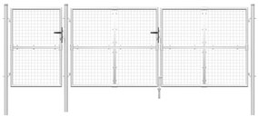 Portão de rede para jardim 400x175 cm aço galvanizado prateado