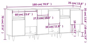 Aparadores 3 pcs derivados de madeira branco brilhante