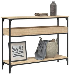 vidaXL Mesa consola c/ prateleira derivados de madeira carvalho sonoma