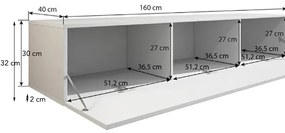 Mueble TV modelo Leiko H2 (160x32cm) color negro y blanco con patas es