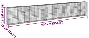 Cesto gabião com cobertura 900x50x150 cm ferro galvanizado
