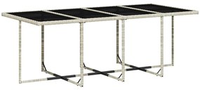 13 pcs conj. jantar jardim c/ almofadões vime PE cinzento-claro