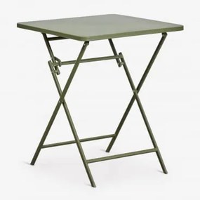 Mesa De Jardim Quadrada 60x60 Cm Dobrável Em Aço Tamarit Verde Azeitona Intenso - Sklum