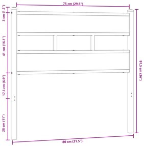 Cabeceira de cama 75 cm derivados madeira/aço carvalho castanho