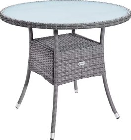 Mesa jardim Polyrattan redonda Ø60cm cinzenta