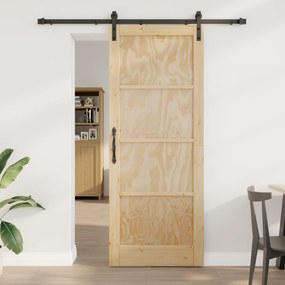Porta Deslizante vidaXL com Conjunto de Ferragens 83x211 cm Madeira Ma