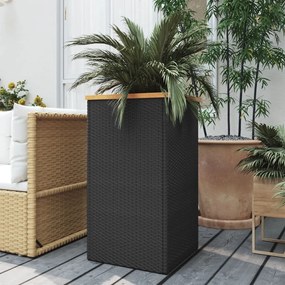 vidaXL Vaso/floreira 40x40x80 cm vime PE preto