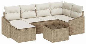 Sofá de Jardim em 7 Peças com Almofadas Marrom em Rattan Sintético