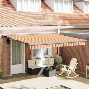 vidaXL Toldo Retrátil Automático Amarelo e Laranja 400x300 cm