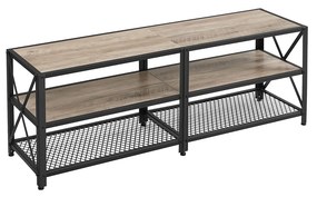 Aparador de TV com estrutura em aço e estilo industrial | VASAGLE | 140 x 39 x 52 cm | greige e preto | LTV094B02.