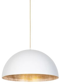 Candeeiro de suspensão industrial branco com dourado 50 cm - Magna Eco