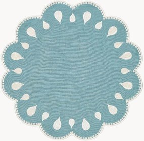 Individual de mesa redondo com bordado Gotas