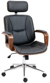 Cadeira de Escritório – Modello Noce – Preto e Nogueira – 63x62x110-12