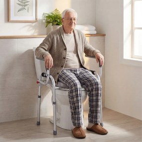 Assento elevatório para sanita para idosos com altura ajustável de 48,5 a 58,5 cm, estrutura metálica, para idosos, doentes e grávidas, capacidade de