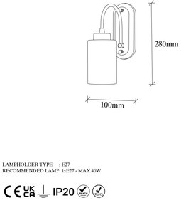 Aplique de Parede Hemikilo – Preto e Branco – 10 x 21 x 28 cm