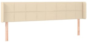 Cabeceira de cama c/ luzes LED tecido 183x16x78/88 cm cor creme