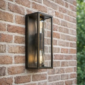 Candeeiro de parede vintage dourado antigo 38 cm 2 luzes IP44 - Charlois