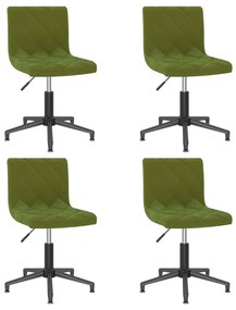 Cadeiras de jantar giratórias 4 pcs veludo verde-claro