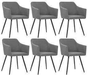 vidaXL Cadeiras de jantar 6 pcs tecido cinzento-claro