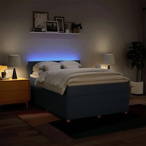 Cama com molas/colchão 140x190 cm tecido azul