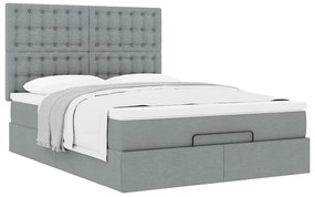 Estrutura de cama otomana com colchão 140x190 cm cinzento claro